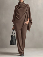 Women's 2 Piece Draped Wide Leg Pant Set
