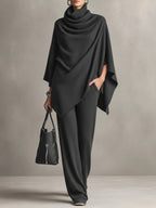 Women's 2 Piece Draped Wide Leg Pant Set