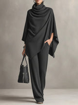 Women's 2 Piece Draped Wide Leg Pant Set