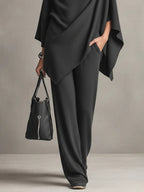 Women's 2 Piece Draped Wide Leg Pant Set