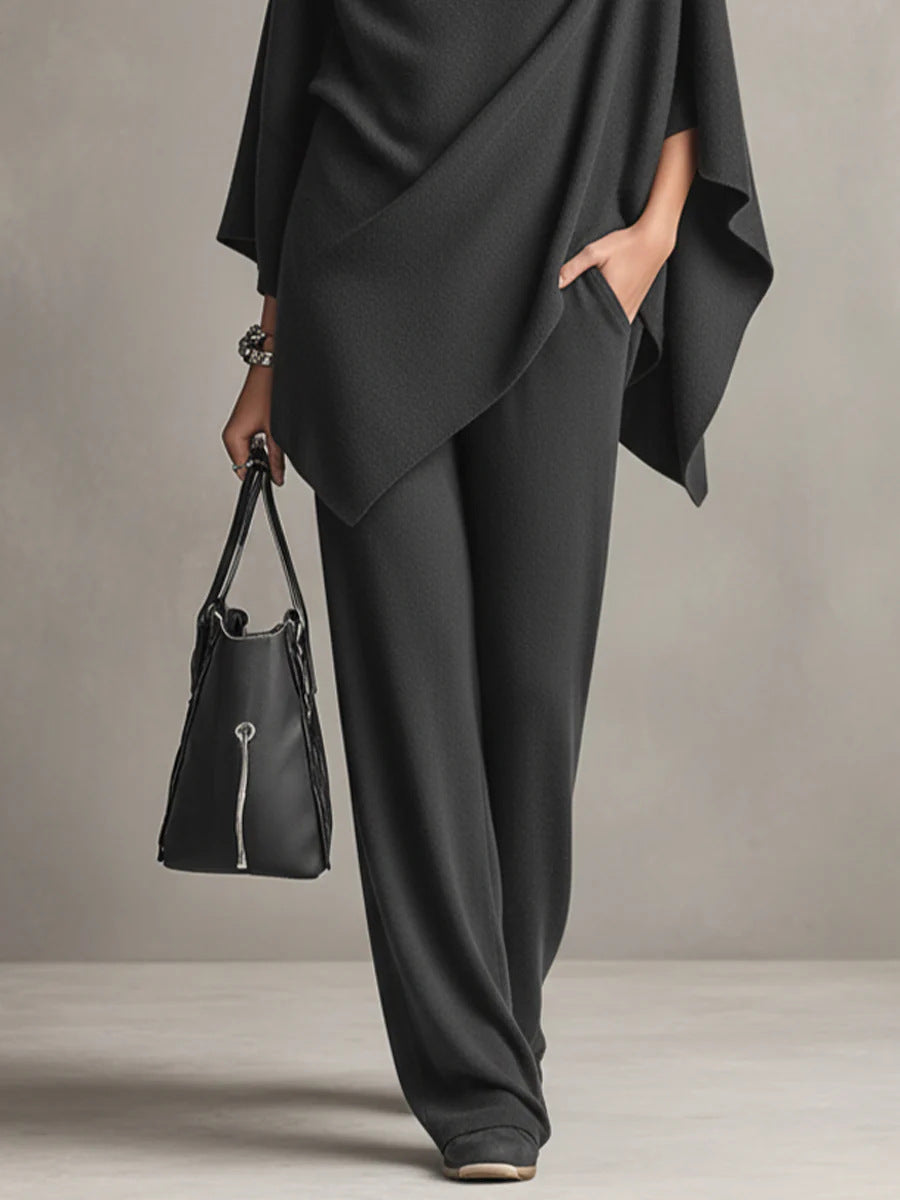 Women's 2 Piece Draped Wide Leg Pant Set