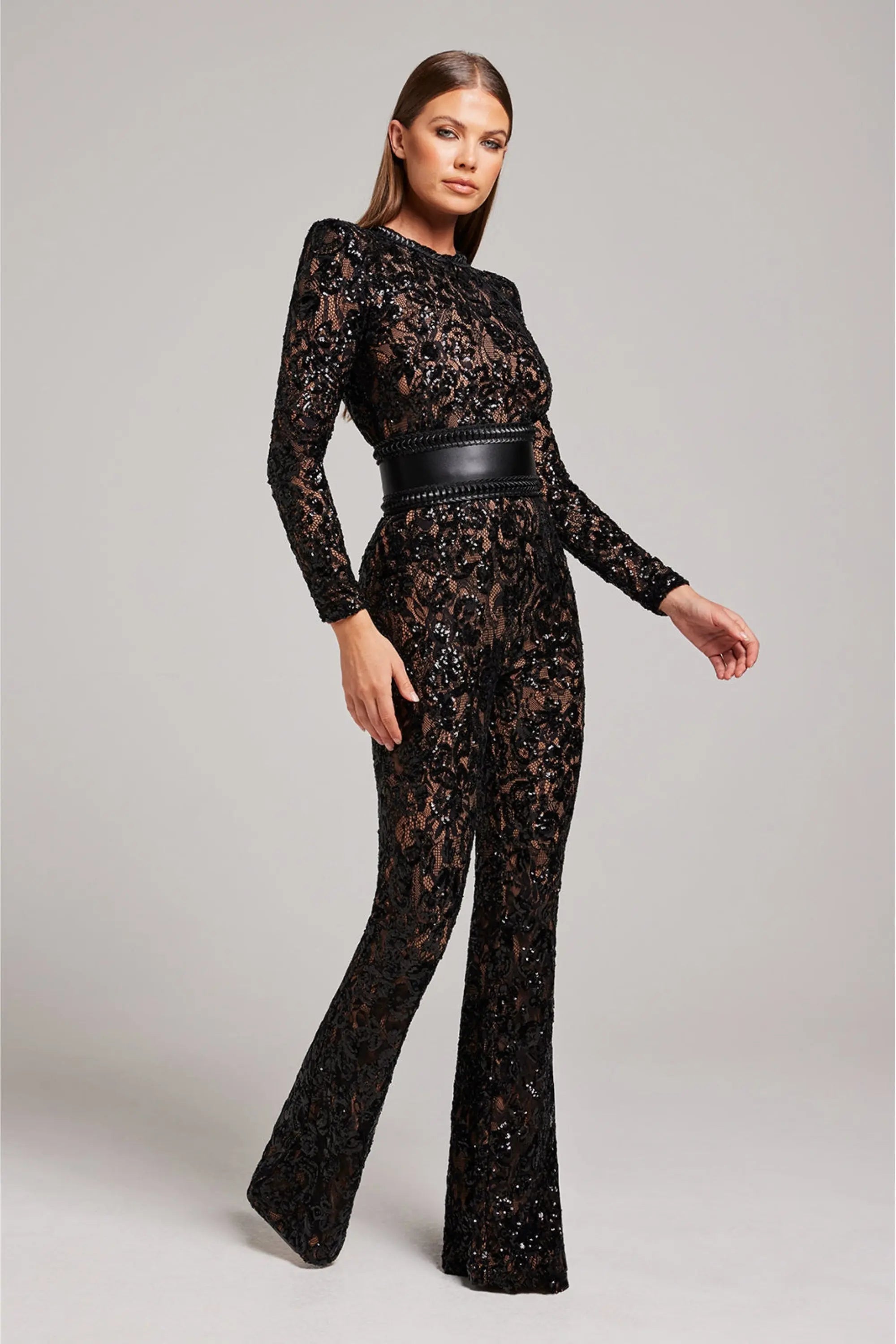 Women's Dressy Lace Wide-Leg Jumpsuit