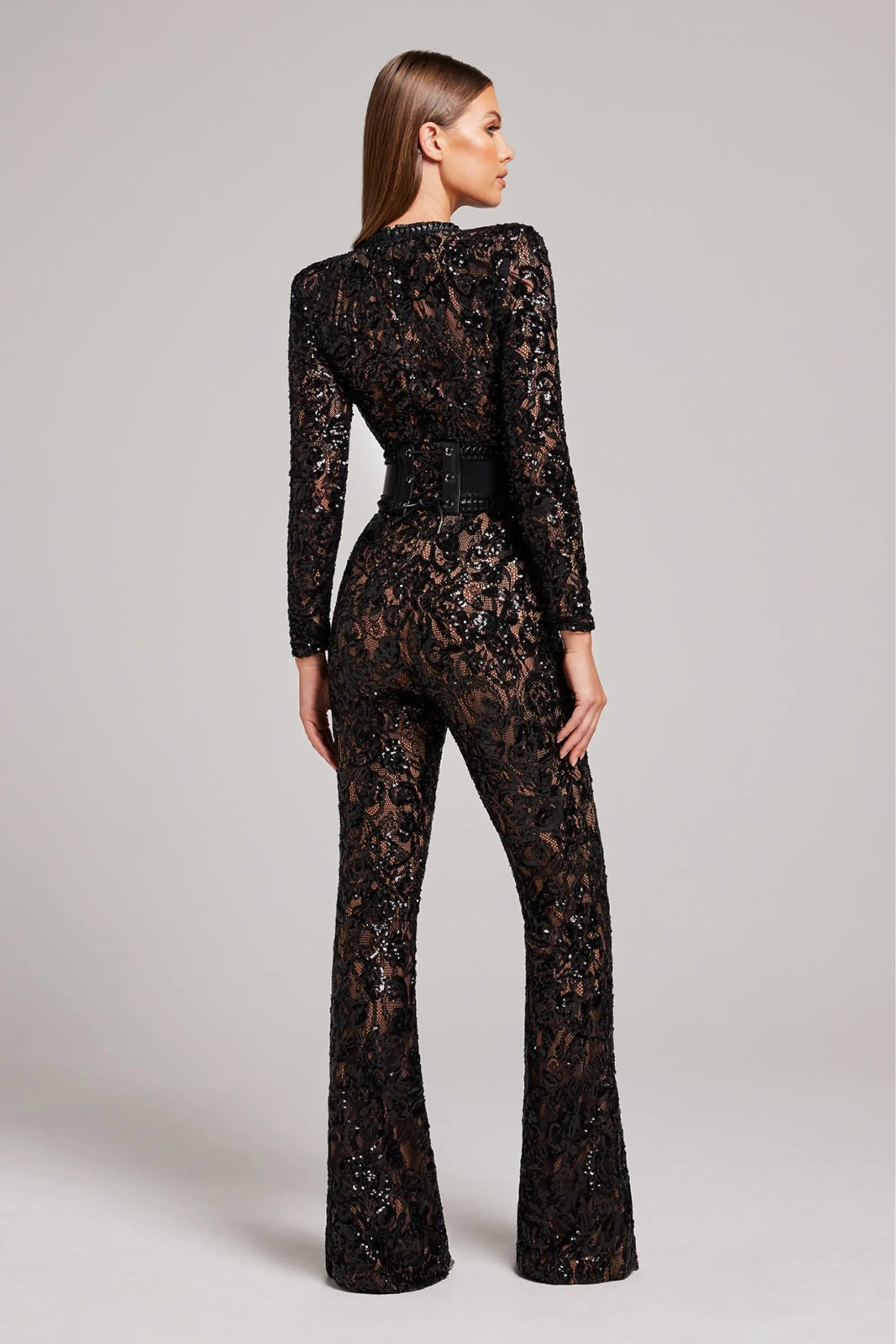 Women's Dressy Lace Wide-Leg Jumpsuit