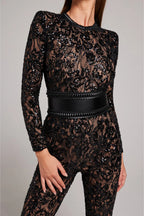 Women's Dressy Lace Wide-Leg Jumpsuit