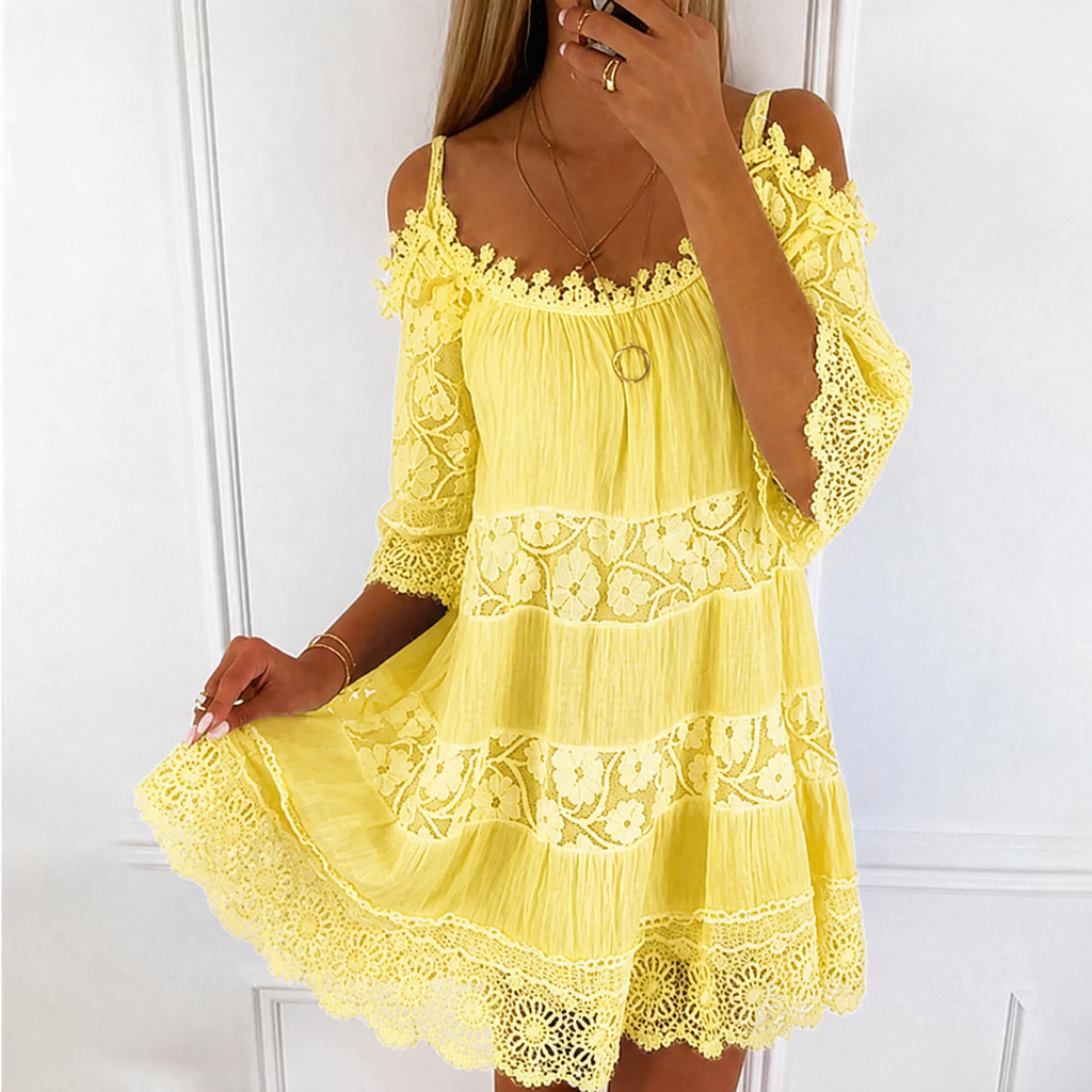 Women's Lace Tiered Mini Dress
