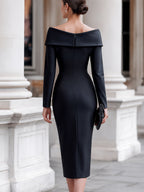 Women's Off Shoulder Long Sleeve Midi Dress