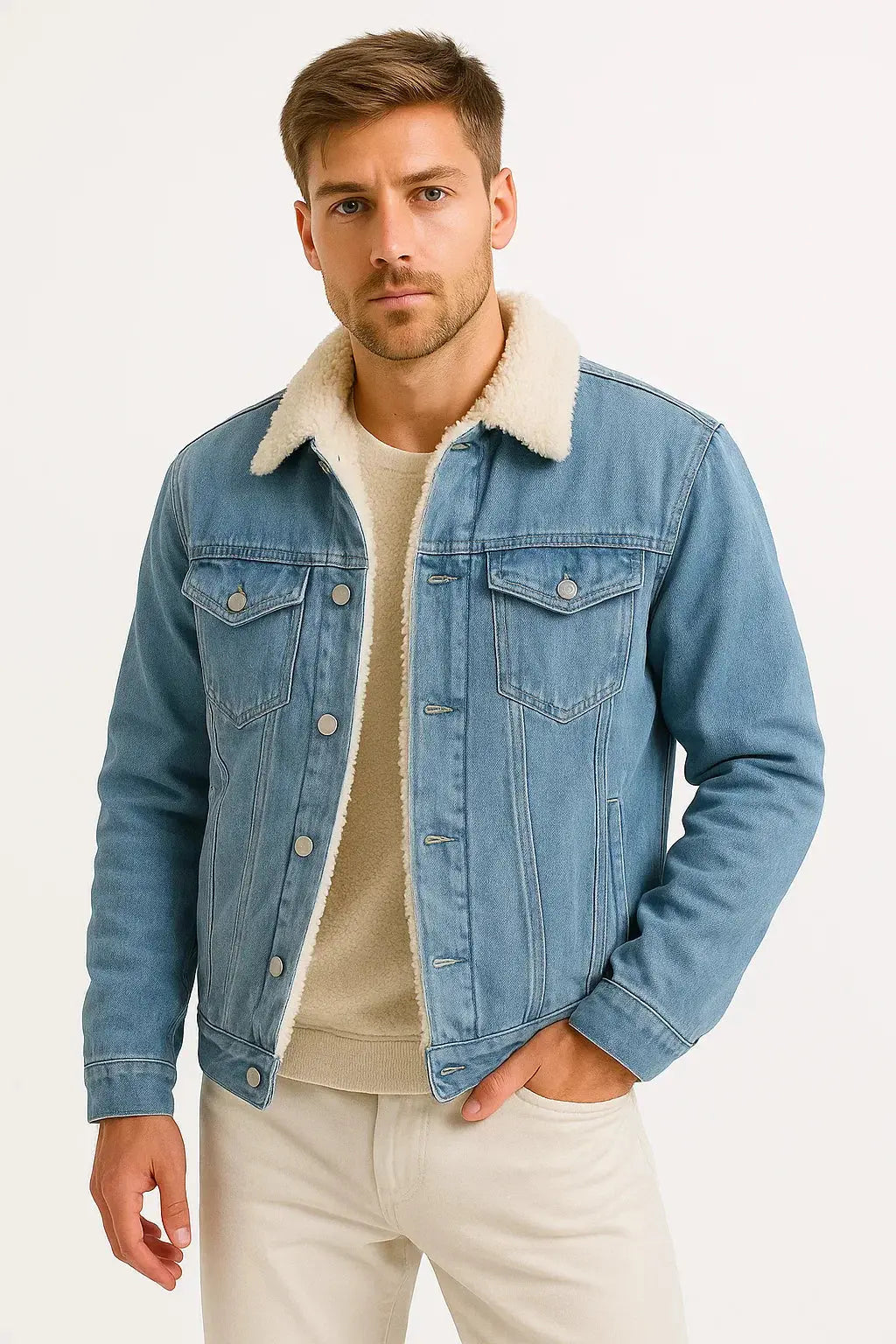 Men’s Contrast Collar Trucker Jacket
