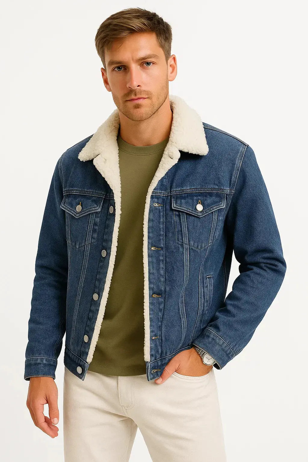 Men’s Contrast Collar Trucker Jacket