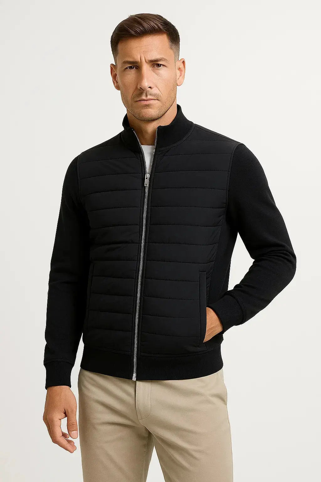 Men's Quilted Front Zip-Up Jacket
