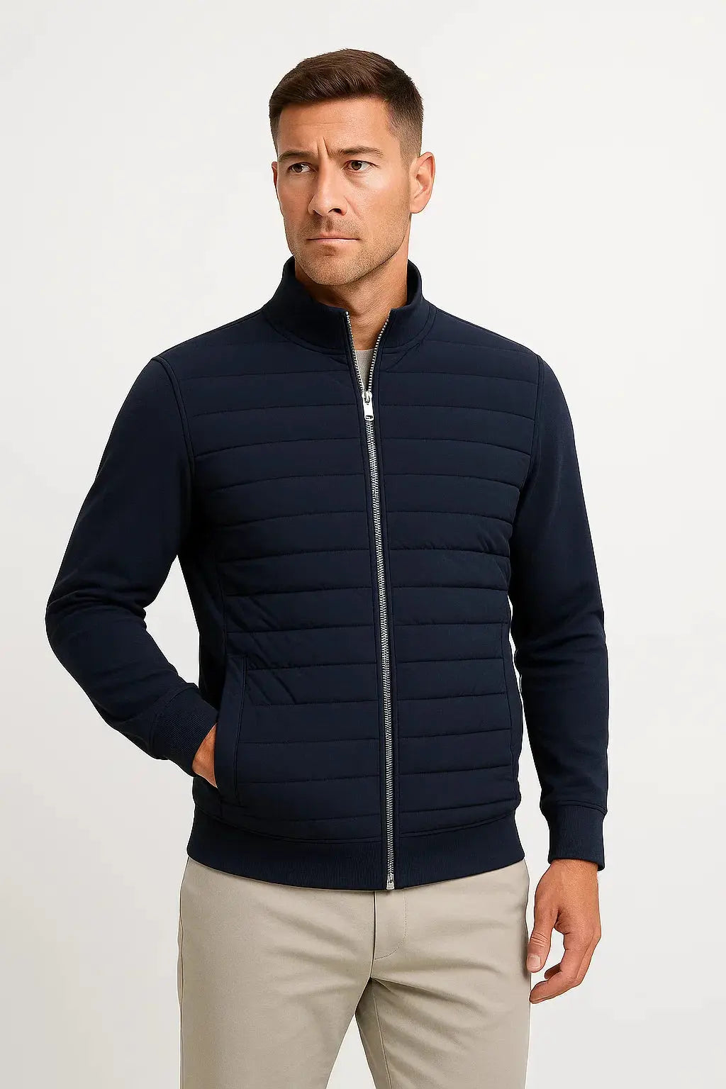 Men's Quilted Front Zip-Up Jacket