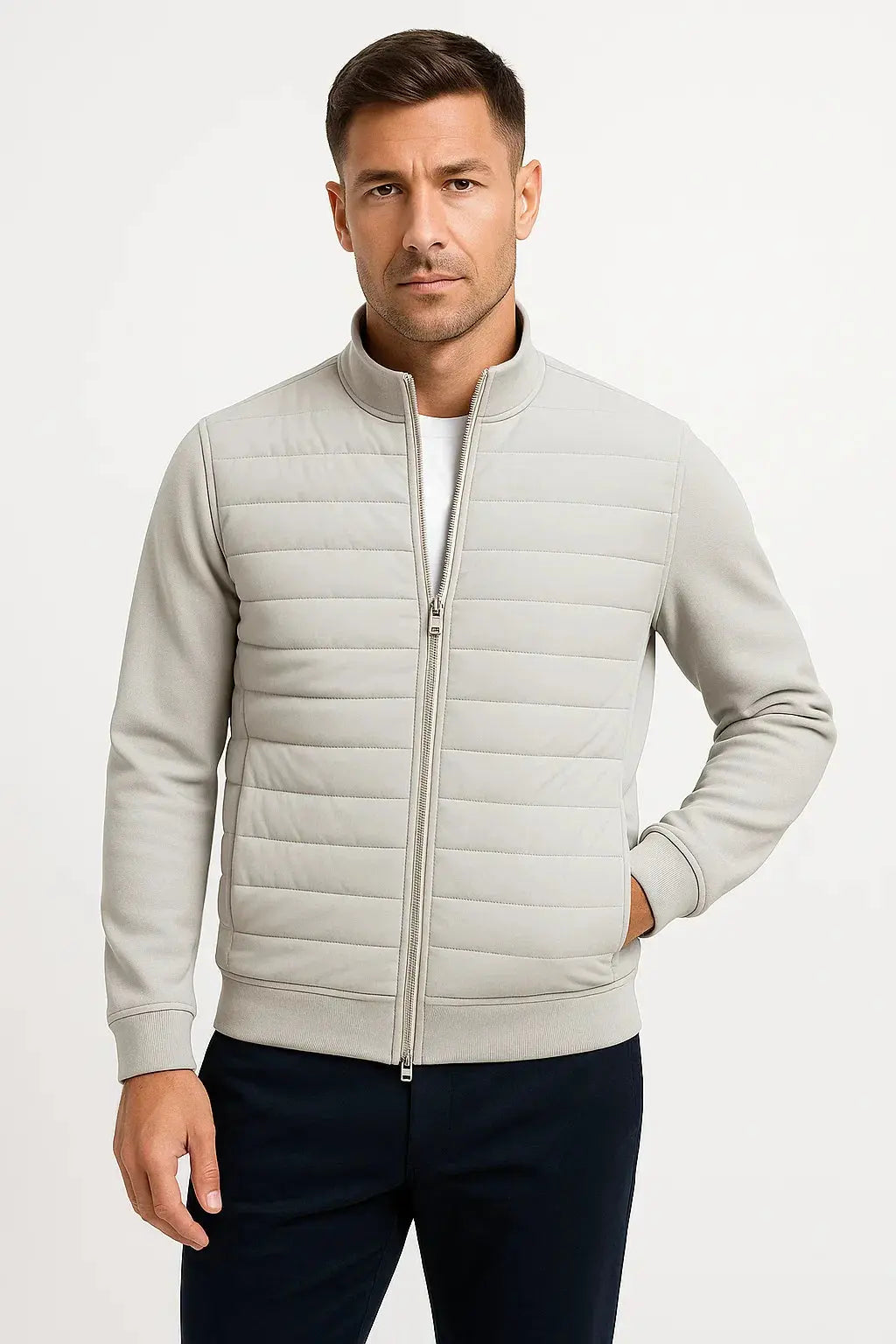 Men's Quilted Front Zip-Up Jacket
