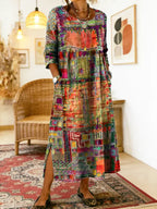 Women’s Abstract Print Midi Dress