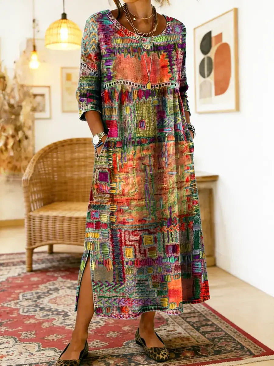 Women’s Abstract Print Midi Dress
