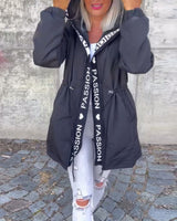 Women's Hooded Longline Jacket with Drawstring Waist