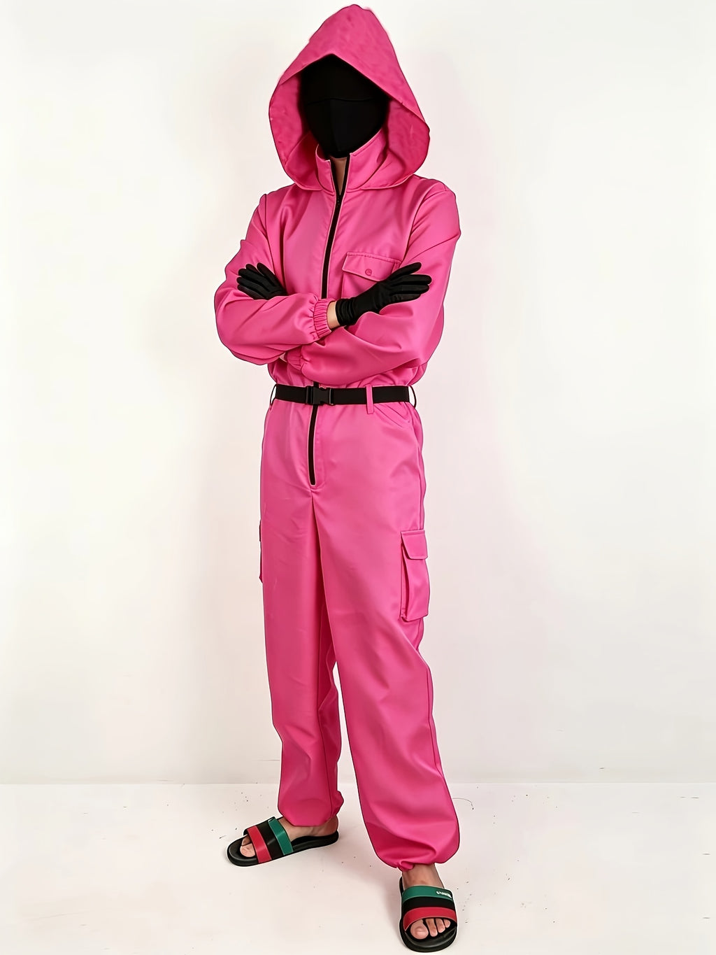 Unisex Halloween Hooded Heist Costume Jumpsuit