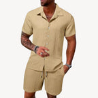 Men's Textured Shirt and Short Set