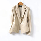 Women's Leather-Look Fitted Blazer with Notched Lapels
