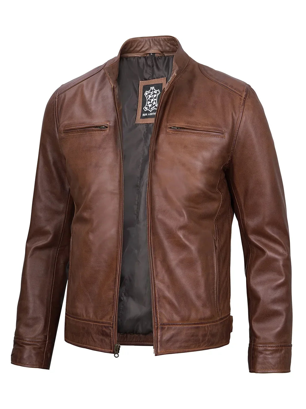 Men's Stand-Collar Short Jacket with Zip Detail