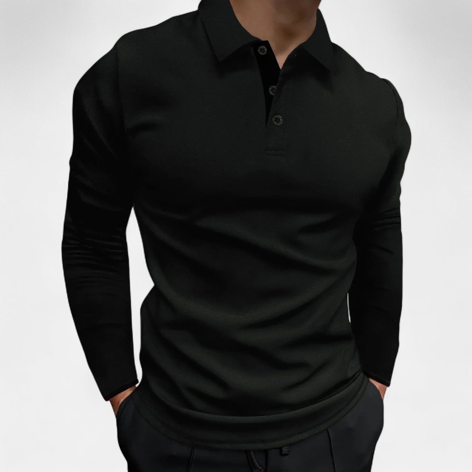 Men's Long Sleeve Casual Polo Shirt
