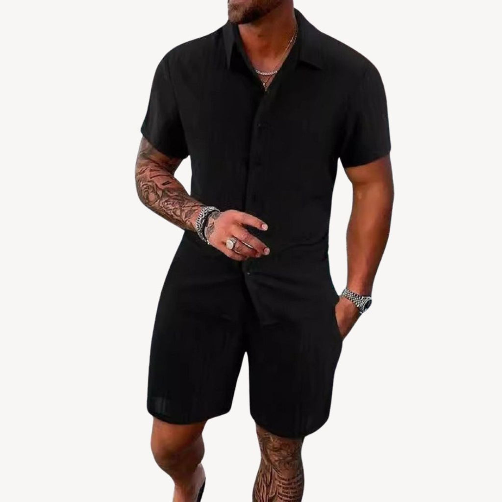 Men's Textured Shirt and Short Set