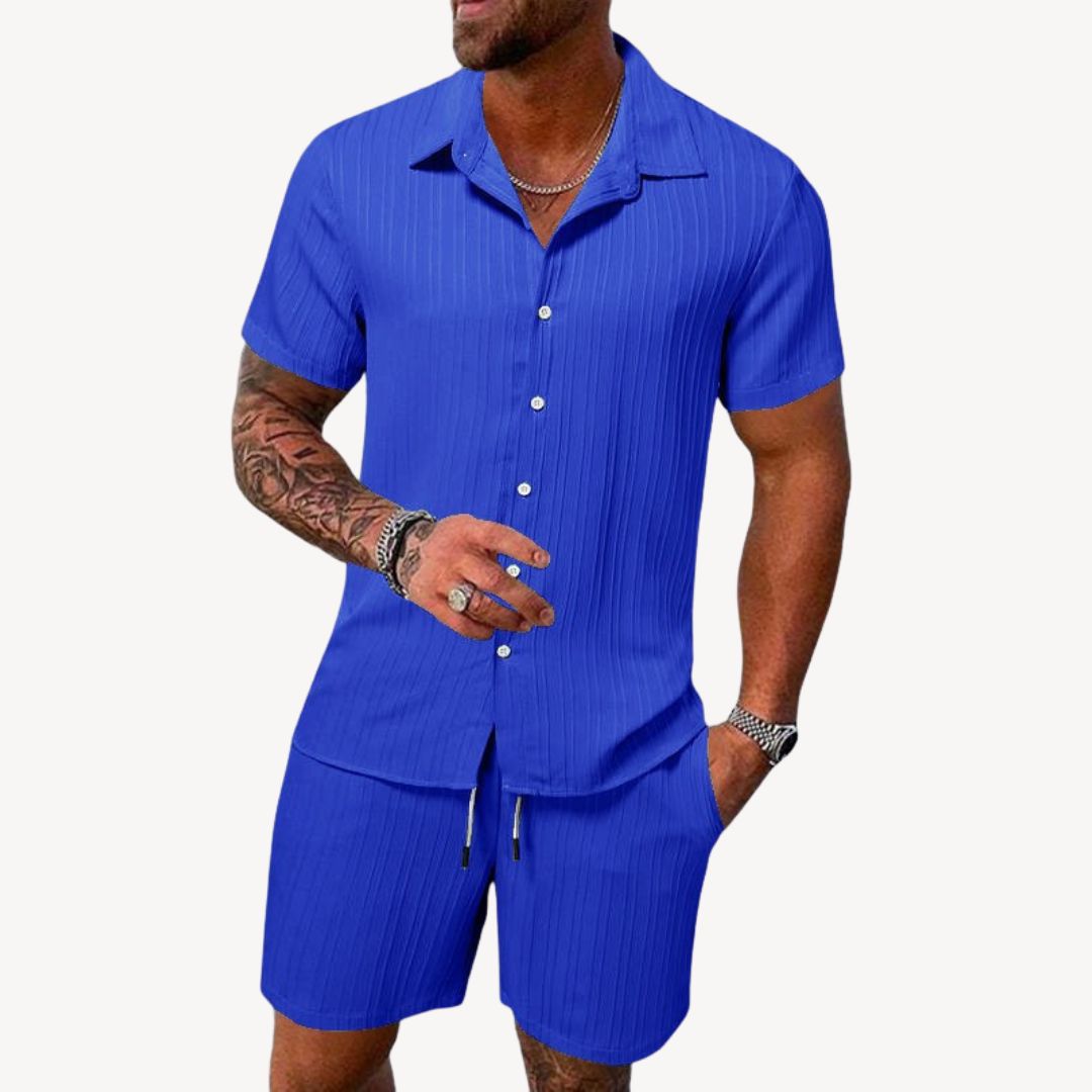 Men's Textured Shirt and Short Set
