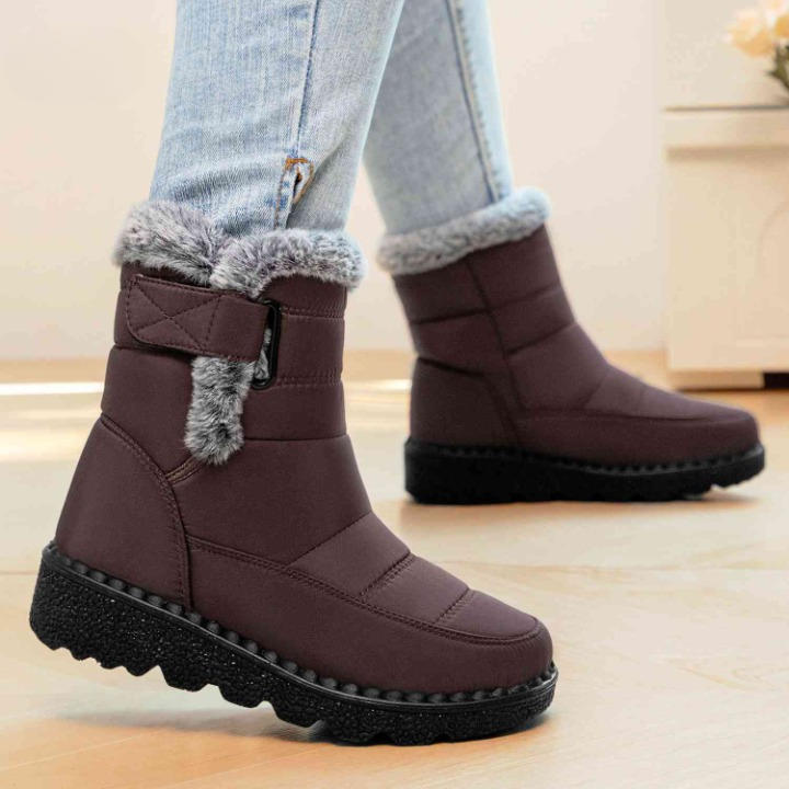 Women's Winter Ankle Boots with Faux Fur Trim