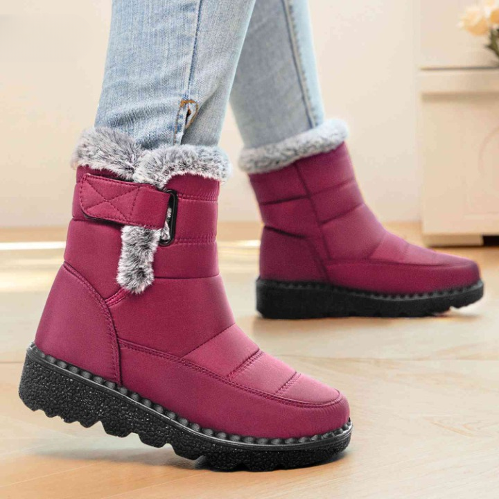 Women's Winter Ankle Boots with Faux Fur Trim