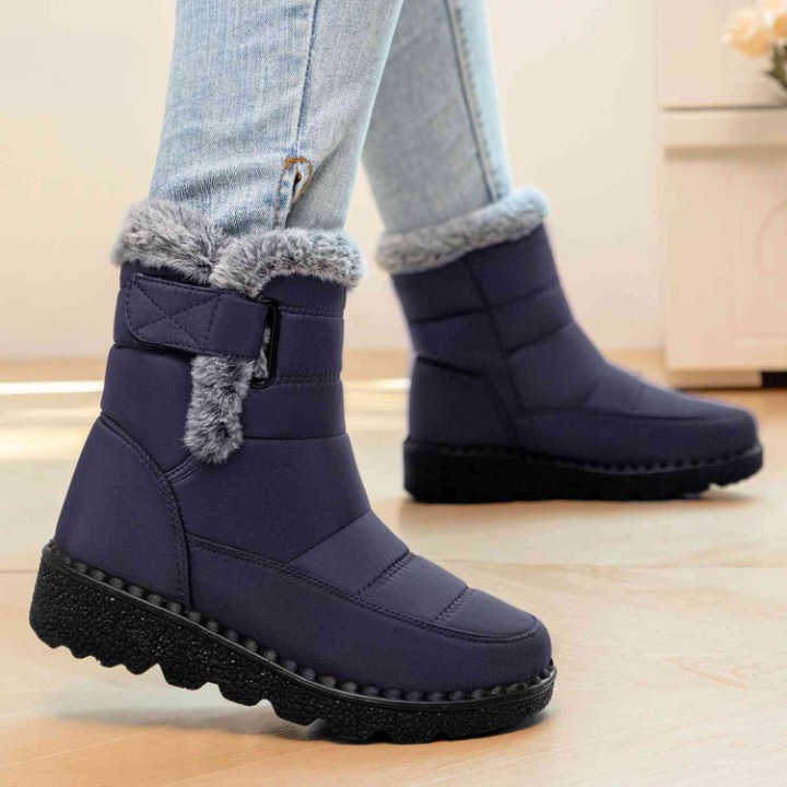 Women's Winter Ankle Boots with Faux Fur Trim