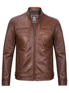 Men's Stand-Collar Short Jacket with Zip Detail