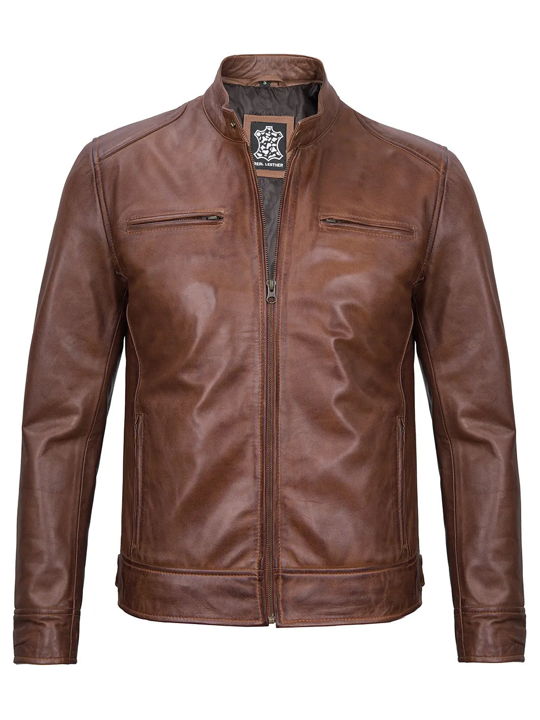 Men's Stand-Collar Short Jacket with Zip Detail