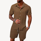 Men's Textured Shirt and Short Set