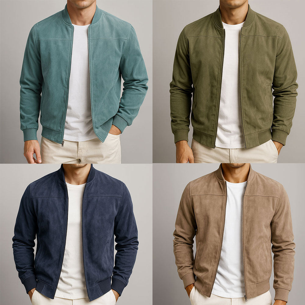 Men's Classic Suede Bomber Jacket