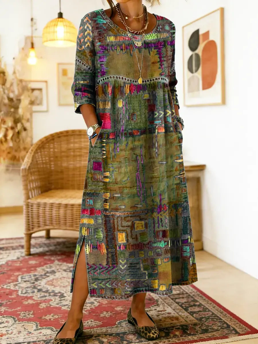 Women’s Abstract Print Midi Dress