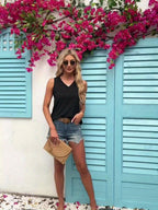 Women's V Neck Sleeveless Top