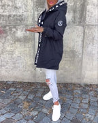 Women's Hooded Longline Jacket with Drawstring Waist