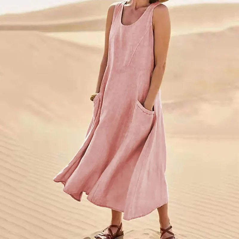 Women's Linen Pocket Maxi Dress