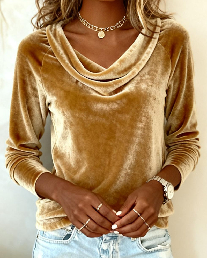 Women’s Draped Cowl Neck Long Sleeve Sweater