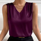 Women’s Satin Sleeveless V-Neck Blouse