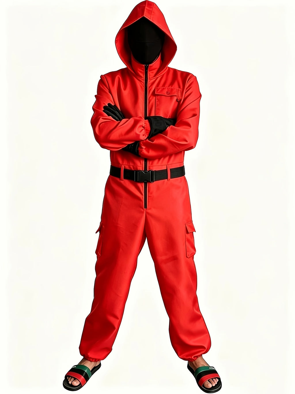Unisex Halloween Hooded Heist Costume Jumpsuit