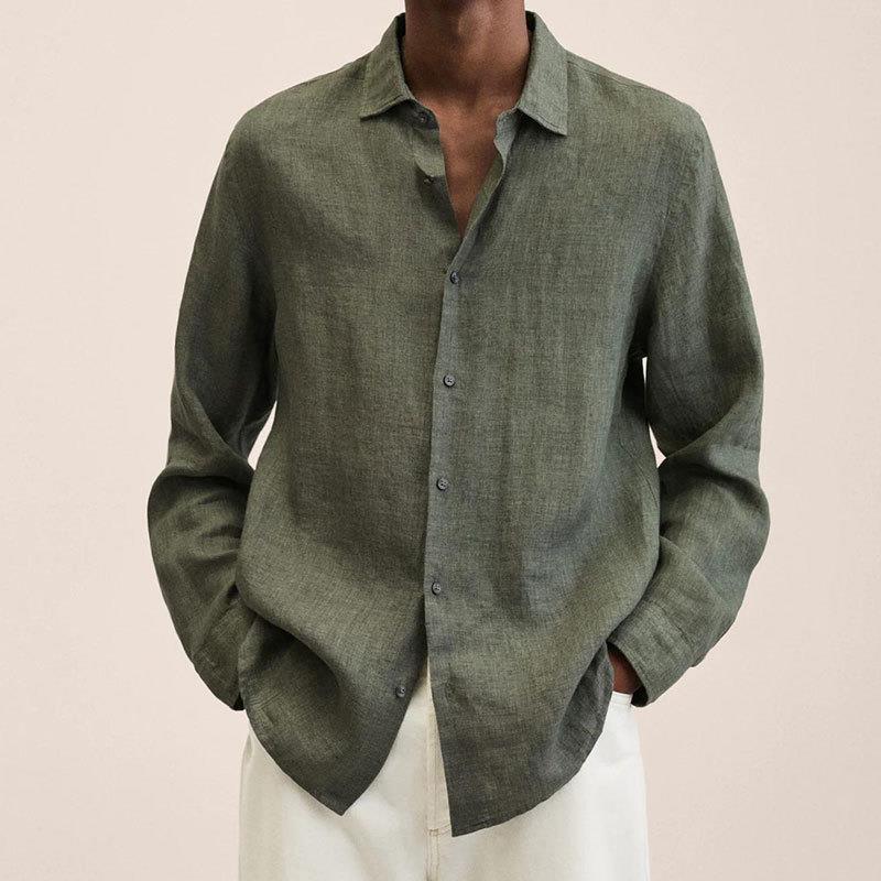 Men's Lightweight Linen Button Up Shirt