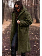 Women's Long Teddy Coat with Hood
