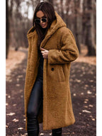 Women's Long Teddy Coat with Hood