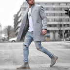 Men’s Long Stand-Collar Coat