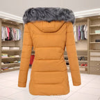 Women’s Hooded Puffer Jacket With Plush Trim