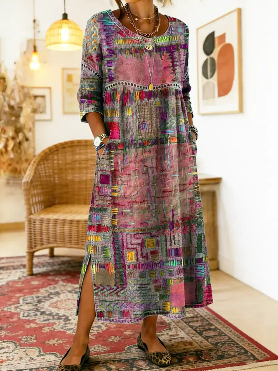 Women’s Abstract Print Midi Dress
