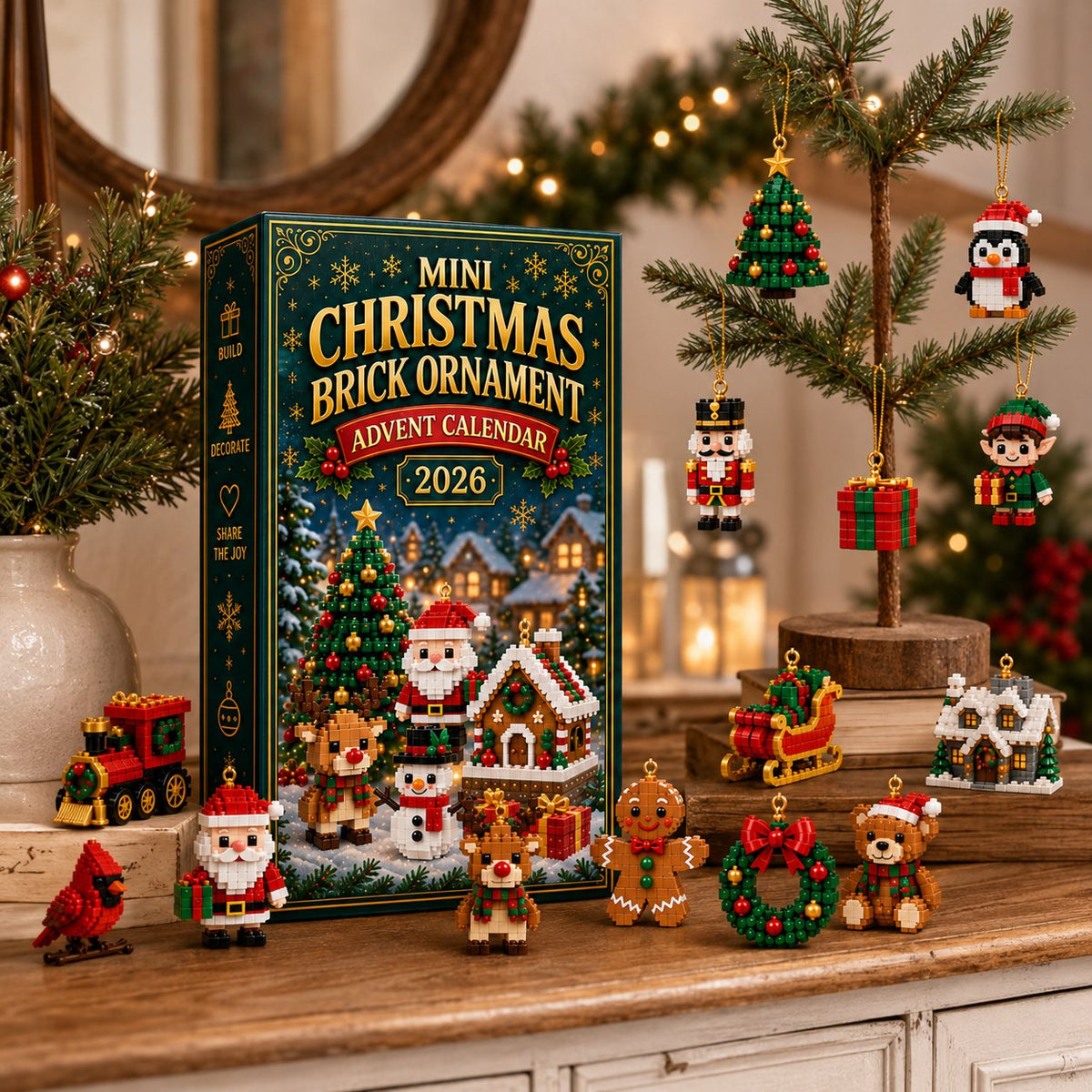 Christmas Building Block Advent Calendar 24 Mini Ornaments