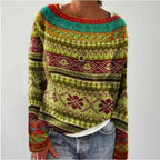 Women’s Knitted Sweater with Patterned Yoke
