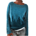 Women’s Knitted Sweater with Patterned Yoke