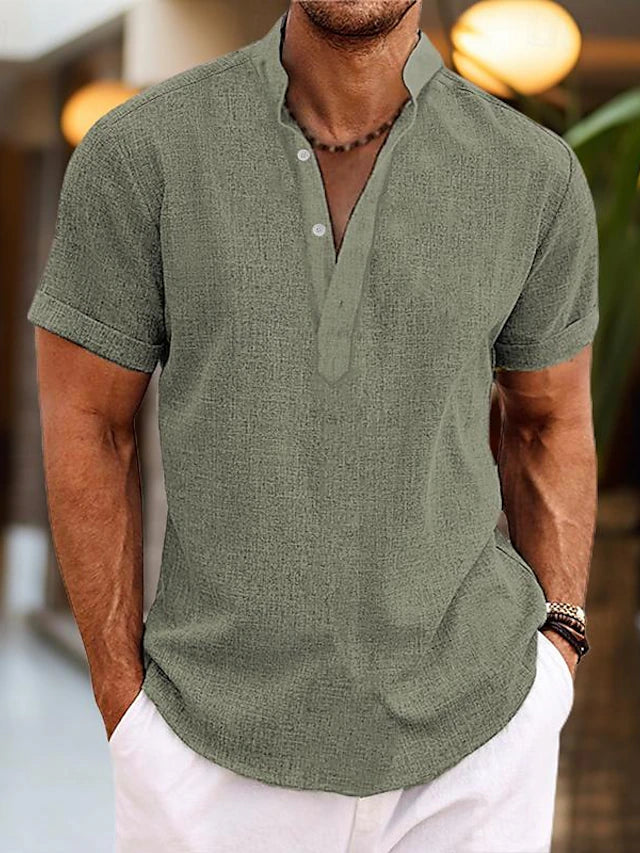 Men's Relaxed Fit Short Sleeve Henley Shirt