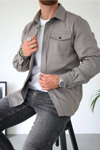 Men's Button-Up Overshirt with Chest Pocket